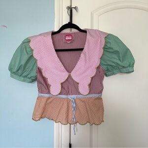 CeliaB Striped Puff Sleeve Blouse